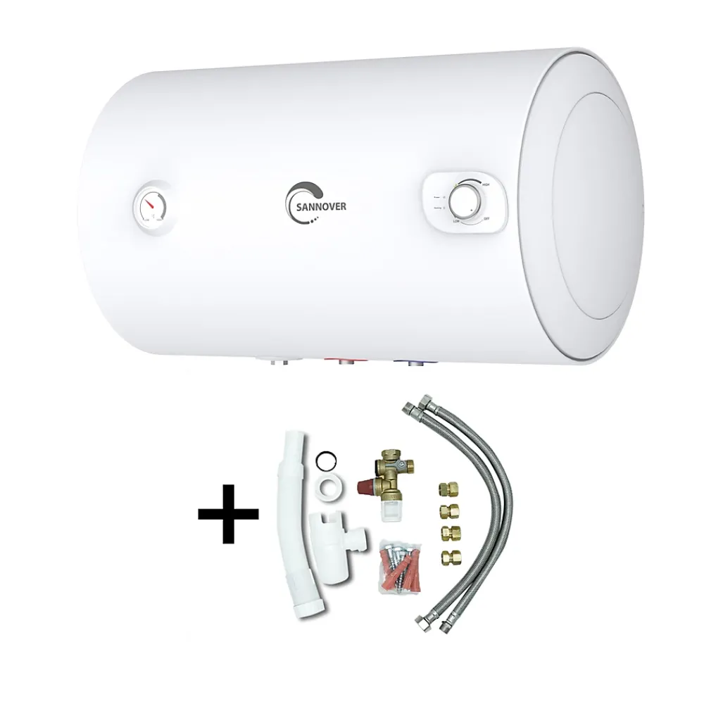 Sannover Chauffe-Eau Électrique-Chauffe Eau Electrique Mural Blindé Horizontal Bypso Sannover 150 Litres + Kit d'Installation Complet NF