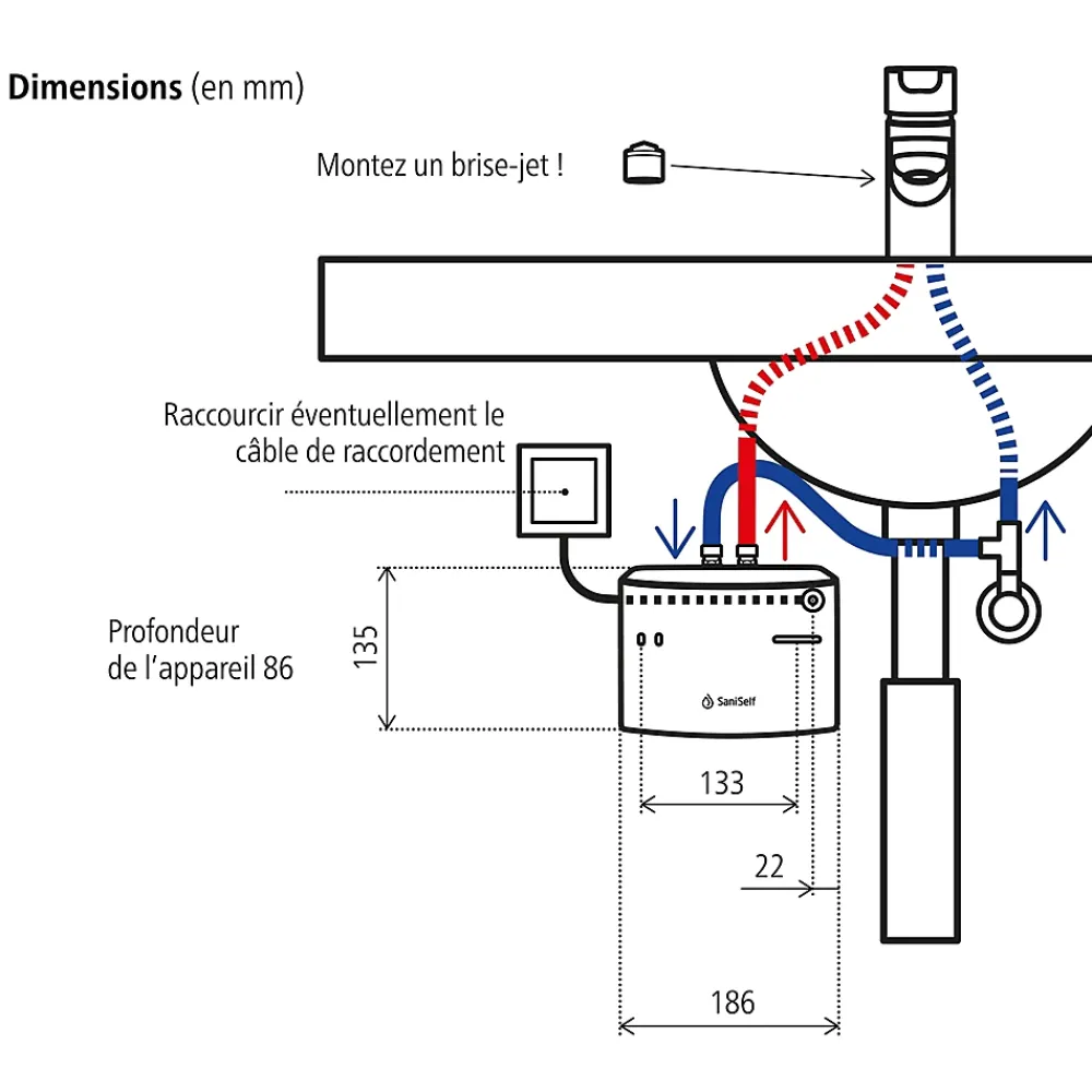 Chauffe-Eau Électrique-Chauffe-eau électrique instantané Saniself sous évier 4.4 kW