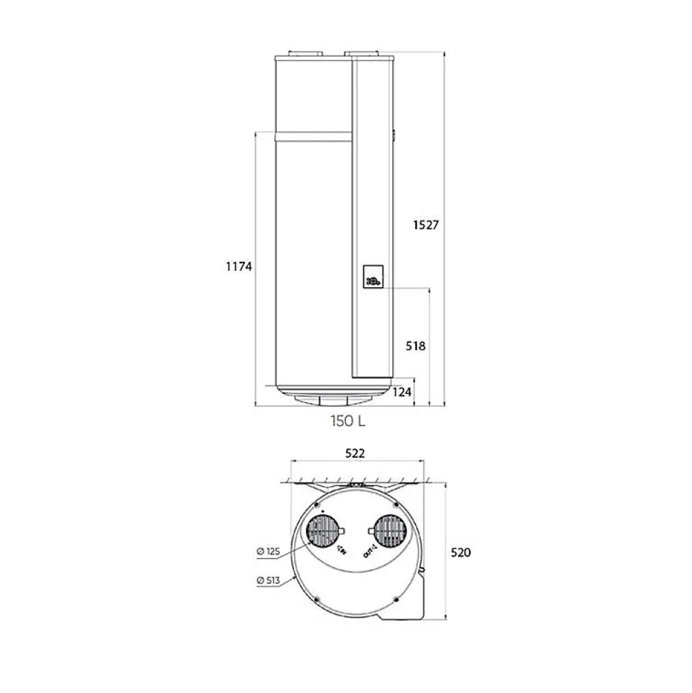 Atlantic Ecs Rad Chauffe-eau thermodynamique CALYPSO connecté mural - Capacité 150L