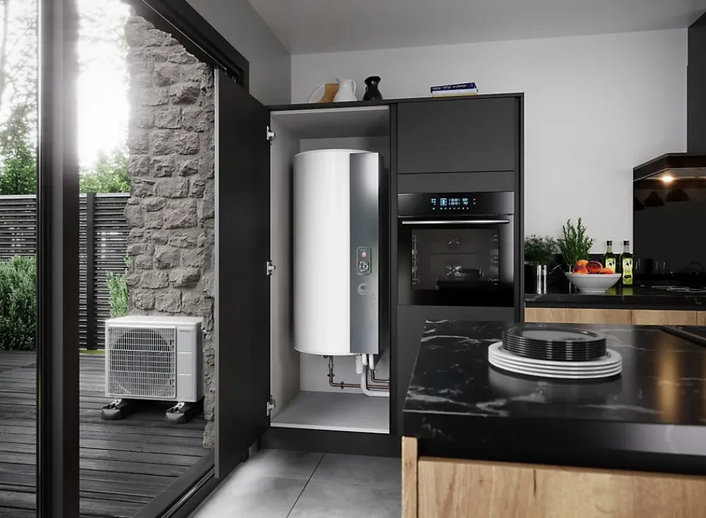 Thermor Chauffe-eau thermodynamique AEROMAX SPLIT 3 - mural 200 L - Pour 4 personnes - 1800 W - Profil L - Diamètre : 567 mm- Hauteur :