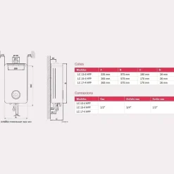 Elm Leblanc Chauffe-eau à ventouse ONDEA HYDROSMART BAS NOX - LC12-4 HFPN - Puissance 4,3 à 20,7 kW - Gaz Naturel - maxi 12 l/min