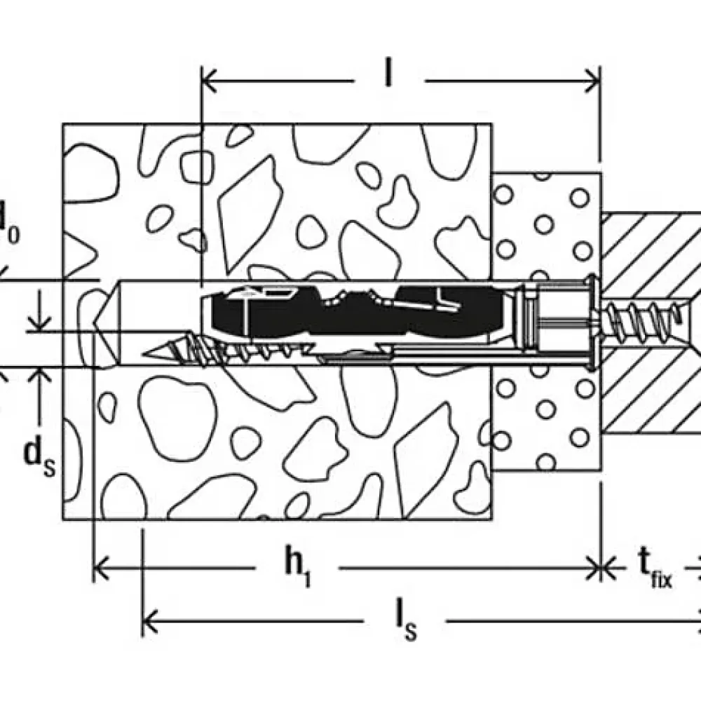 O91 Cheville À Bascule-Cheville à bascule Fischer DUOTEC 10 mm x 47 mm, 25 pièces, nylon avec vis tête cylindrique