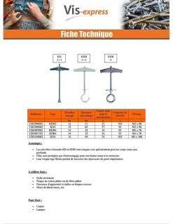 Fischer Piton À Visser-Cheville à bascule M6X100 Acier zingué KD6 - 5 pièces