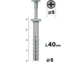 Semin Cheville Clous Vis à Frapper , 6 x 40 mm, Boite de 200