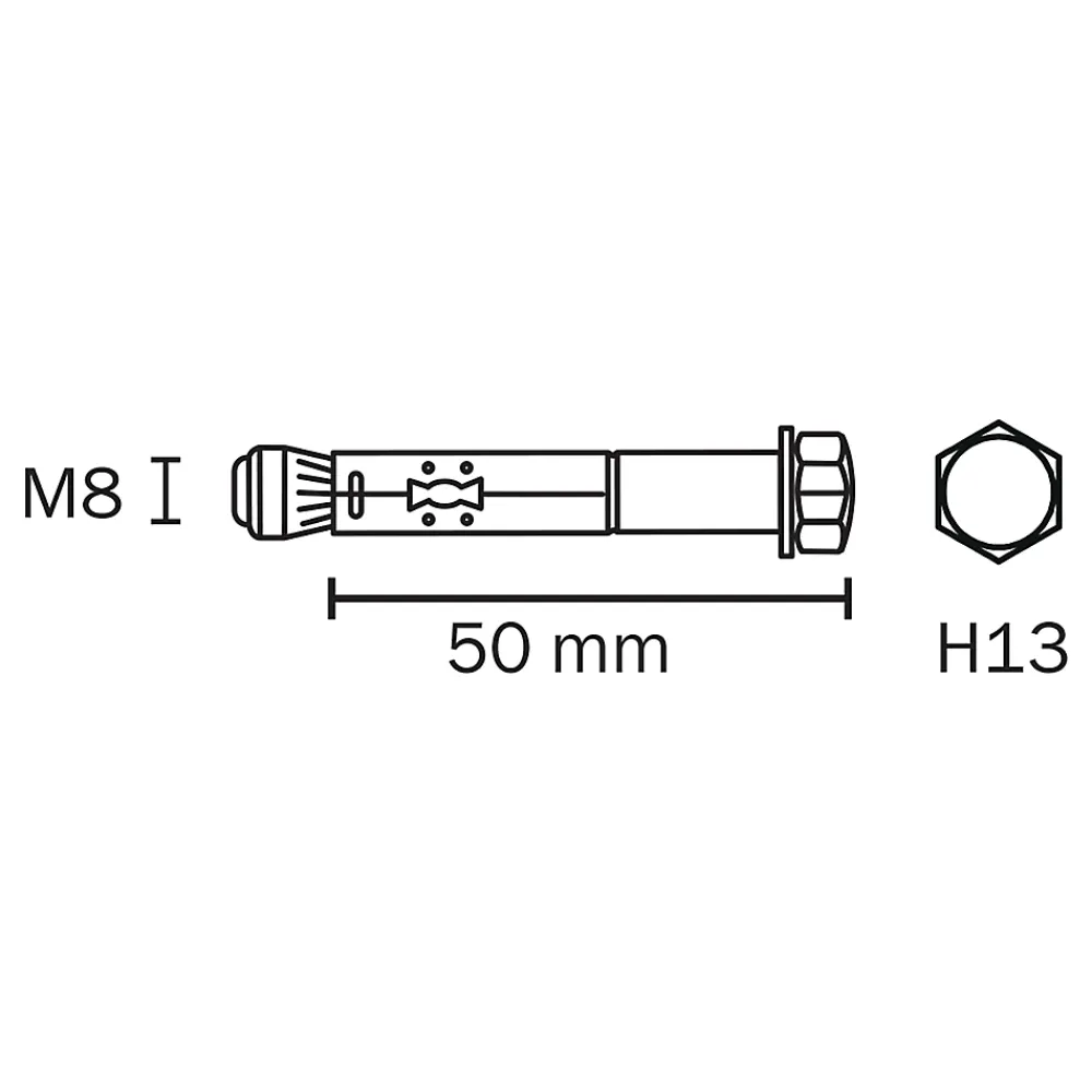 Diall Cheville métal traversant 8x50mm