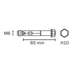 Diall Cheville métal traversant 6x65mm