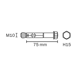 Diall Cheville métal traversant 10x75mm