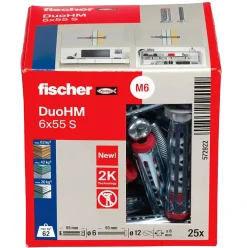 O91 Cheville Universelle-Cheville DuoHM métallique pour corps creux 6x55 avec vis fraisée Torx Fisher