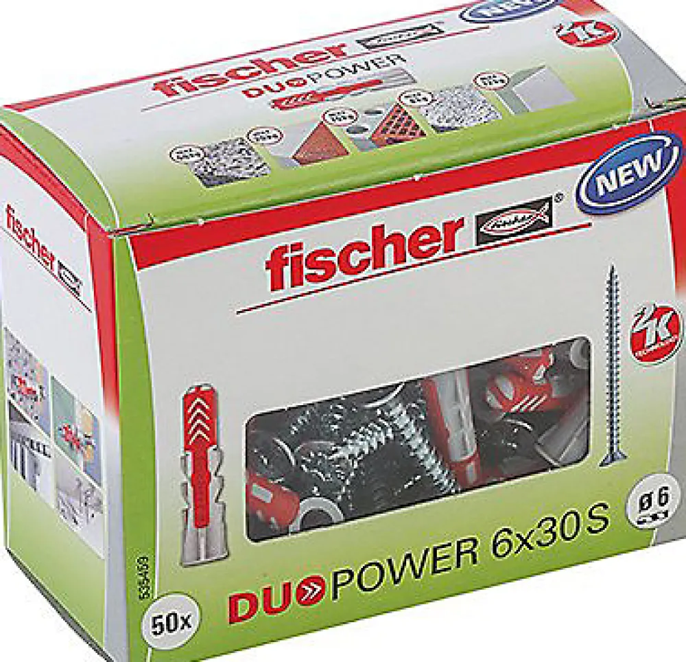 Fischer Kit De Chevilles-Cheville Duopower + vis big pack 6X30, 50 pièces
