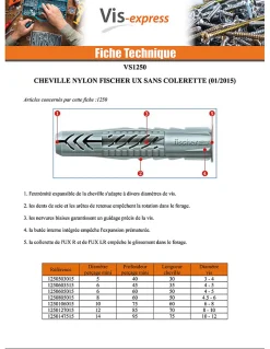 Fischer Kit De Chevilles-Cheville Nylon UX Sans Collerette 5X30 - 100 pièces