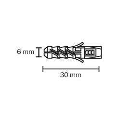Diall Cheville pour murs pleins vendue par 30 en nylon Ø.6 x L.30 mm