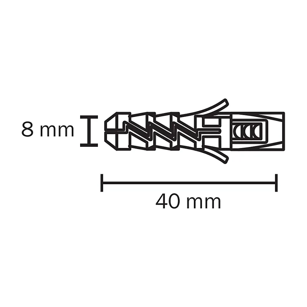 Diall Cheville pour murs pleins vendue par 20 en nylon Ø.8 x L.40 mm