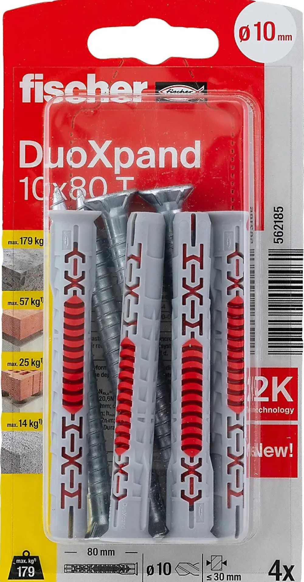Fischer Cheville rallongée DuoXpand 10 x 80 mm, 4 pièces