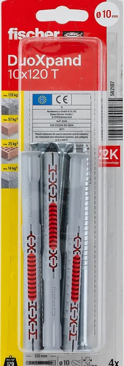 Fischer Cheville Pour Béton-Cheville rallongée DuoXpand 10 x 120 mm, 4 pièces