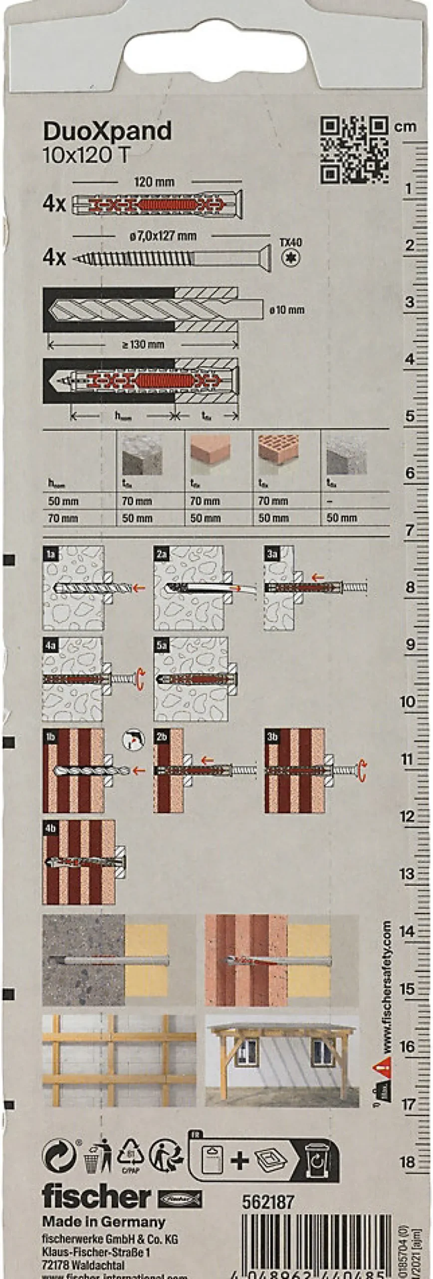 Fischer Cheville Pour Béton-Cheville rallongée DuoXpand 10 x 120 mm, 4 pièces