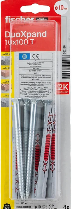 Fischer Cheville Pour Béton-Cheville rallongée DuoXpand 10 x 100 mm, 4 pièces