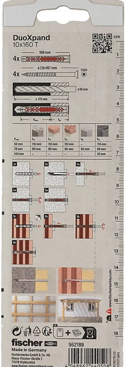 Fischer Cheville Pour Béton-Cheville rallongée DuoXpand 10 x 160 mm, 4 pièces