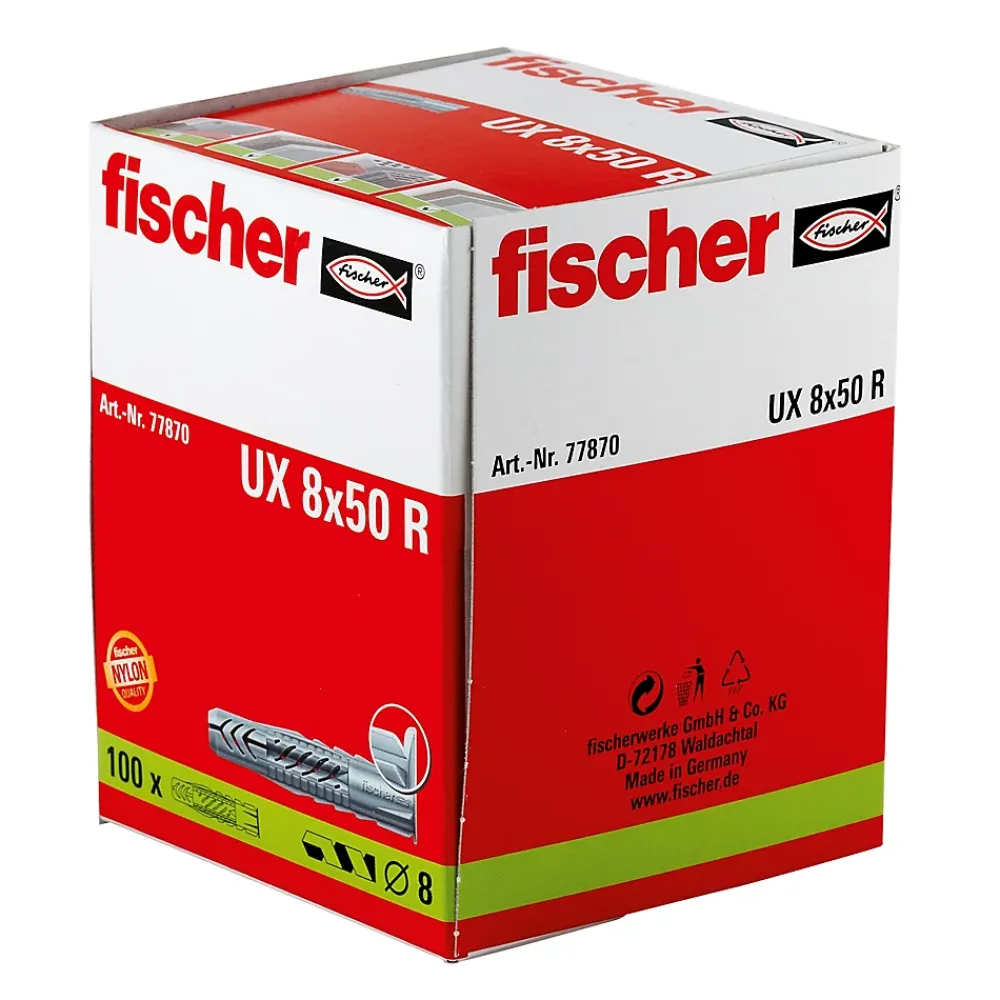 Fischer Cheville Universelle-100 chevilles avec collerette UX 8X50R