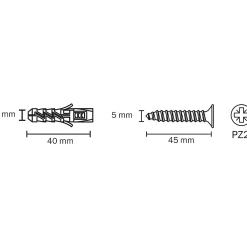 Diall Cheville Universelle-10 chevilles nylon CL PZ Ø8x40mm