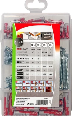 Fischer Chevilles profibox Duopower 160 pièces avec vis