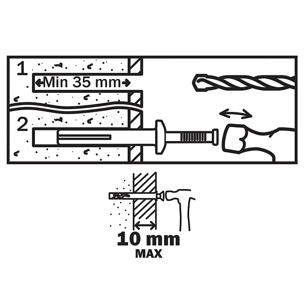 Diall Cheville À Frapper-10 chevilles à frapper métal PZ Ø6x40mm