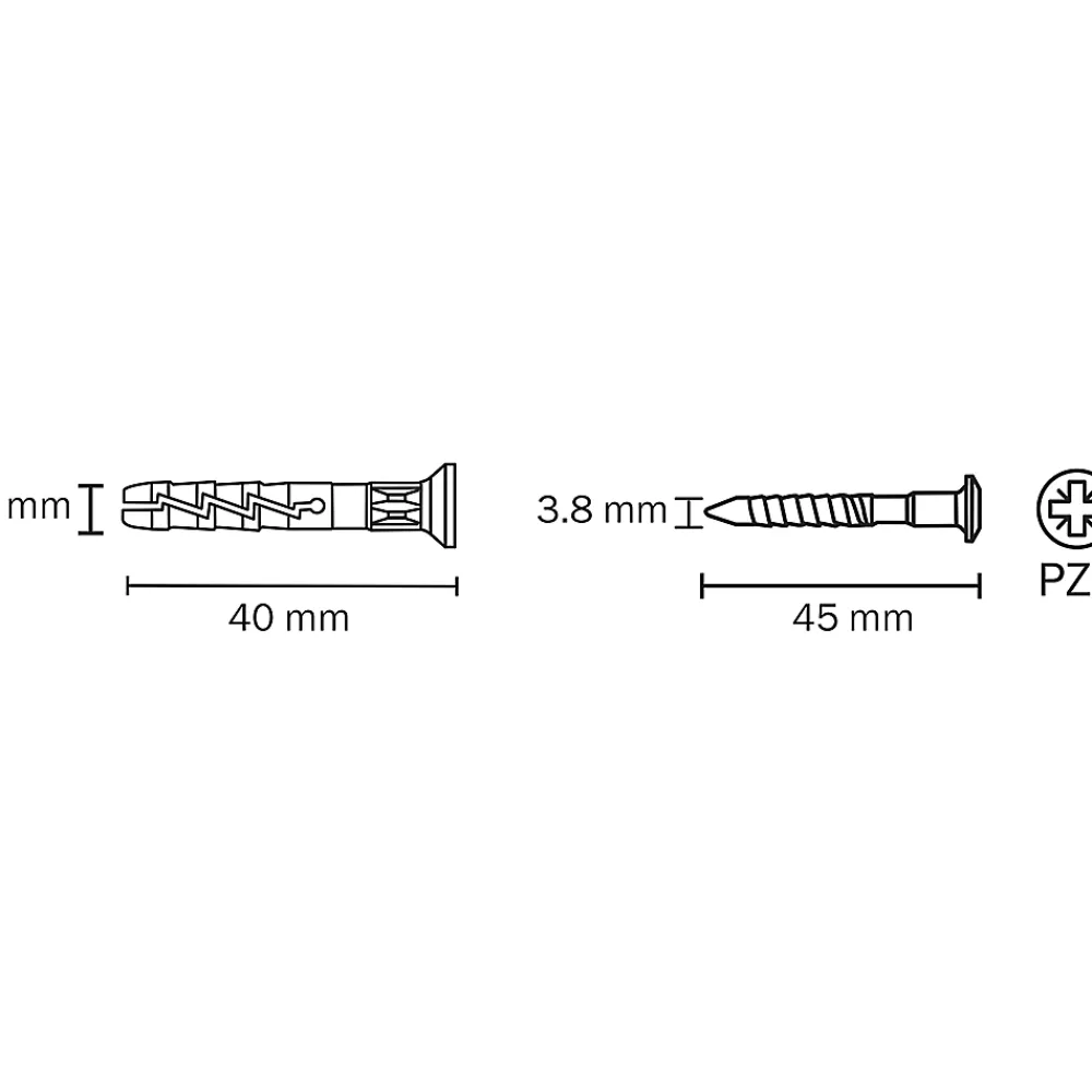 Diall 20 chevilles à frapper nylon CS PZ Ø6x40mm