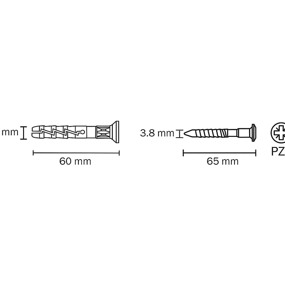 Diall Cheville À Frapper-10 chevilles à frapper nylon CS PZ Ø8x60mm