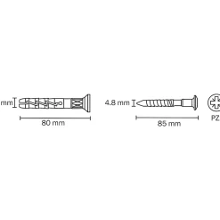 Diall 50 chevilles à frapper nylon CS PZ Ø8x80mm