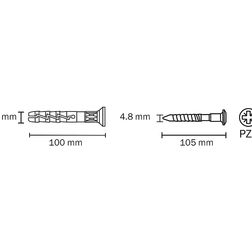 Diall 10 chevilles à frapper nylon CS PZ Ø8x100mm