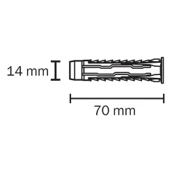 Diall 4 chevilles universelles nylon CL Ø14x70mm