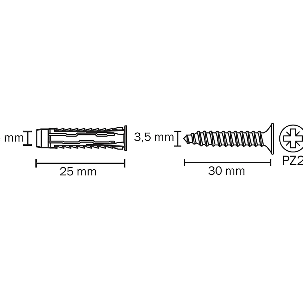 Diall 50 chevilles universelles nylon CL PZ Ø5x25mm