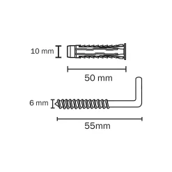 Diall 2 chevilles universelles nylon CL HL Ø10x50mm