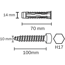 Diall Cheville Universelle-2 chevilles universelles nylon HX Ø14x70mm