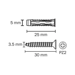 Diall Cheville Universelle-20 chevilles universelles nylon CL PZ Ø5x25mm