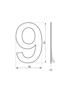 Thirard Chiffre Et Lettre Pour Maison-Chiffre 9 adhésif, inox, H.76mm -