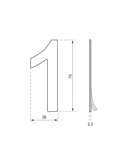 Thirard Chiffre Et Lettre Pour Maison-Chiffre 1 adhésif, inox, H.76mm -