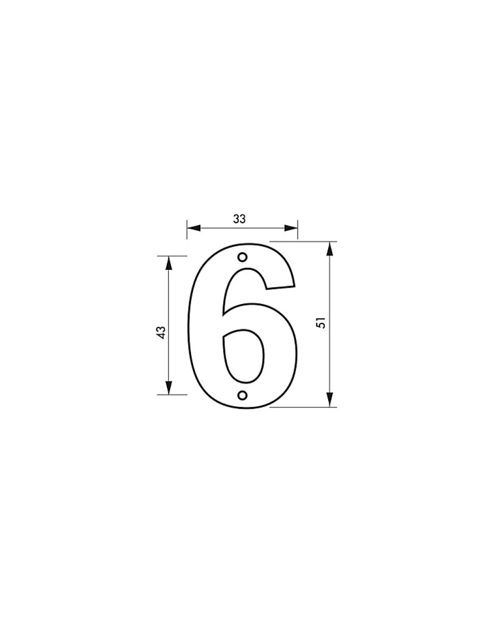 Thirard Chiffre 6, laiton, à visser, H.51mm, doré -