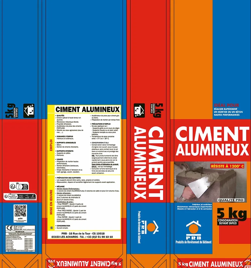 Prb Vis Inox-Ciment Alumineux 5kg - Haute Résistance, Prise Rapide - Travaux Techniques, Réparations Structurales, Scellement et Maçonnerie