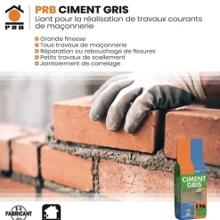 Prb Vis Inox-Ciment Gris Polyvalent 5kg - Finesse et Séchage Rapide - Maçonnerie, Réparation, Scellement et Jointoiement Intérieur/Extérieur