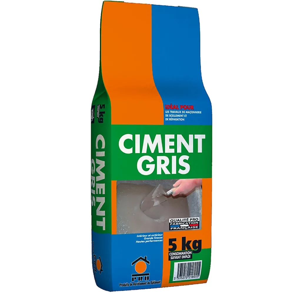 Prb Vis Inox-Ciment Gris Polyvalent 5kg - Finesse et Séchage Rapide - Maçonnerie, Réparation, Scellement et Jointoiement Intérieur/Extérieur
