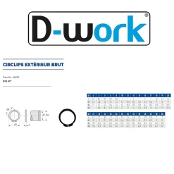 D-Work 200 Circlips Extérieurs D. 4 mm - DIN 471 - Brut -