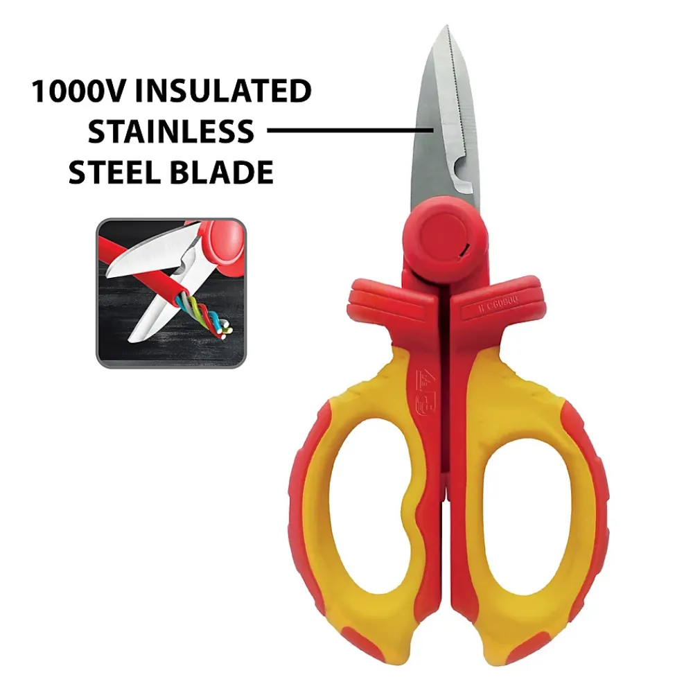 Velamp Testeur De Tension-Ciseaux d'électricien isolés, 1000V. rouge et jaune