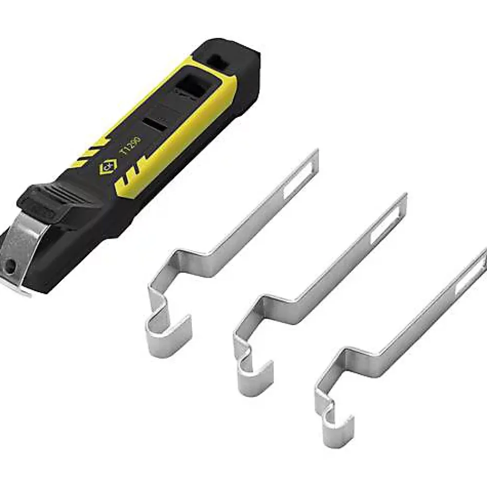 V33 Pince À Dénuder-C.K T1290 couteau à dénuder pour câbles ronds et plats - lame acier, profondeur réglable, 4 branches