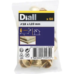 Diall Clous tapissiers en acier plaqués en laiton 18 x 23 mm - 50 pièces