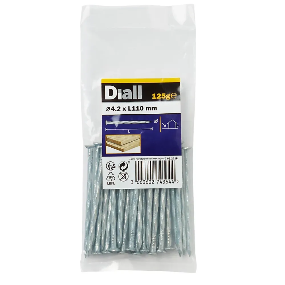 Diall Clous torsadés en acier galvanisé 4,2x110 - 125g
