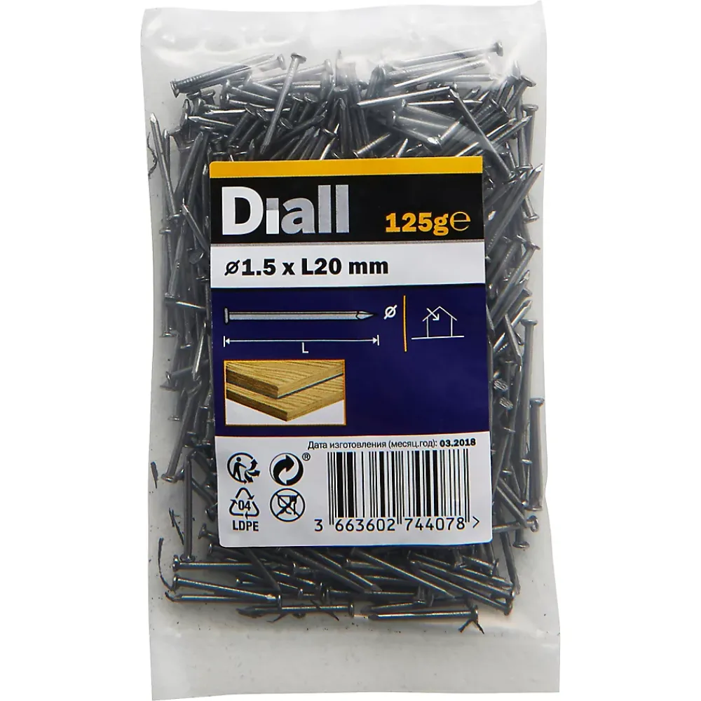 Diall Clou À Tête Plate-Clous à tête plate en acier galvanisés 2,2x40 - 125g