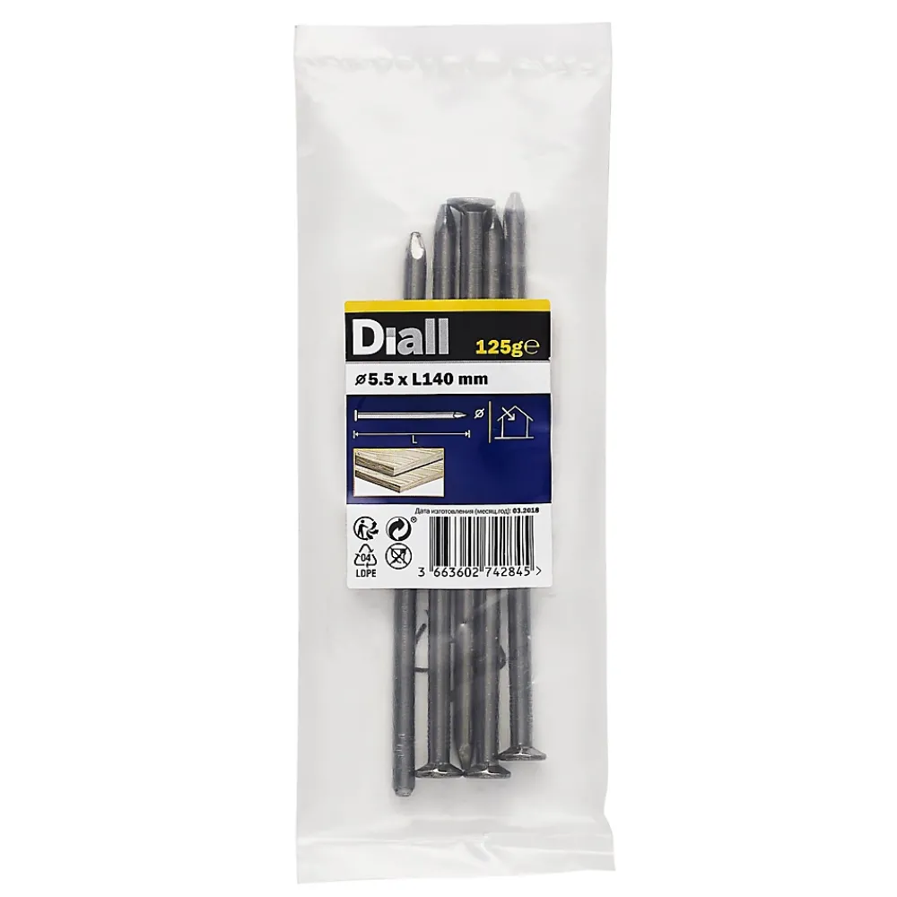 Diall Clous à tête plate en acier galvanisé 5,5x140 - 125g