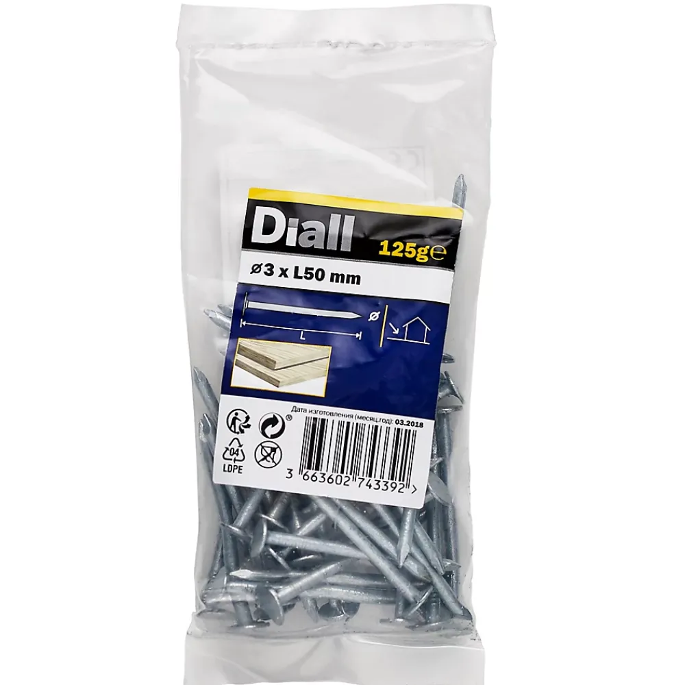 Diall Clou À Tête Plate-Clous à tête plate en acier galvanisé 3x50 - 125g