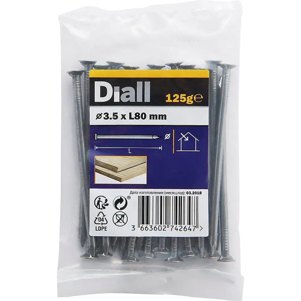 Diall Clou À Tête Plate-Clous à tête plate en acier galvanisé 5x110 - 125g