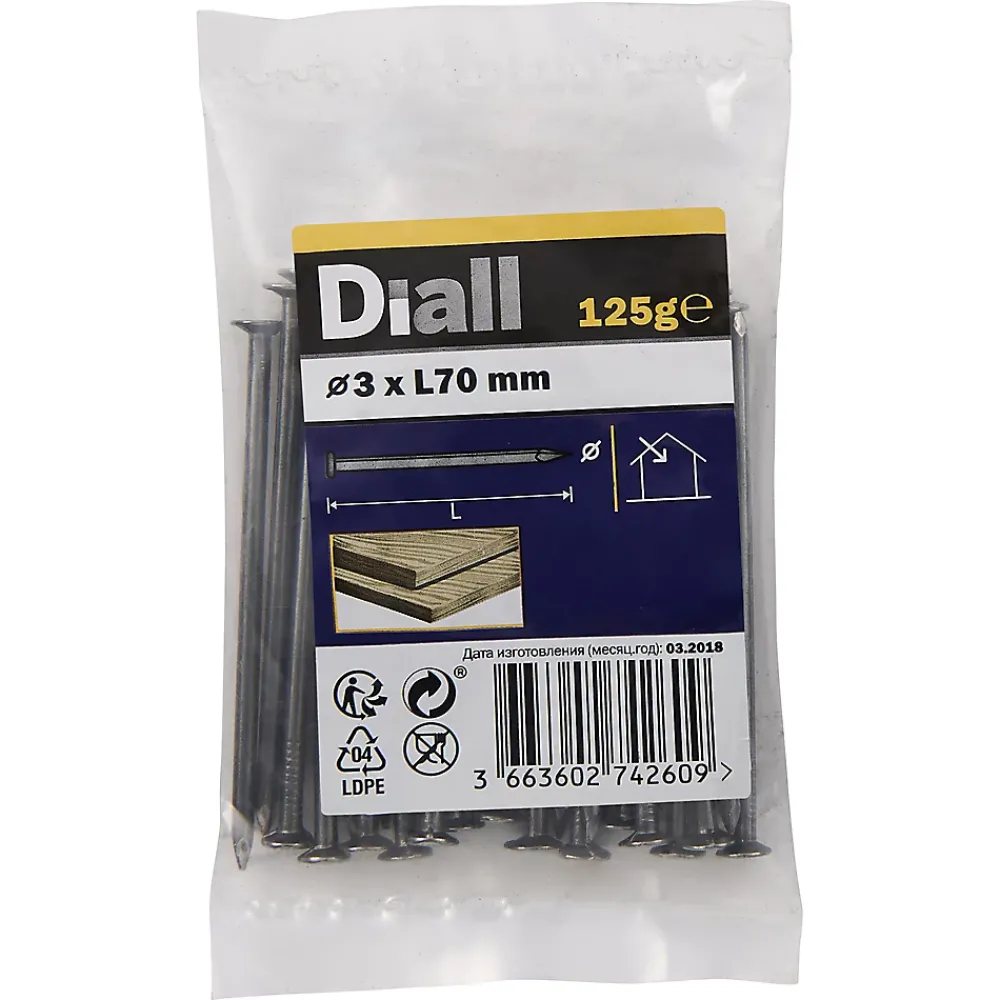 Diall Clous à tête plate en acier 3x70 - 125g